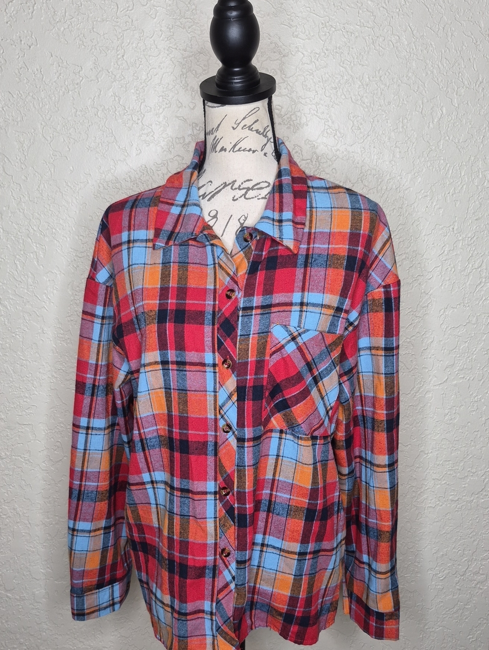 Multicolored Plaid Button Front Shirt Size M